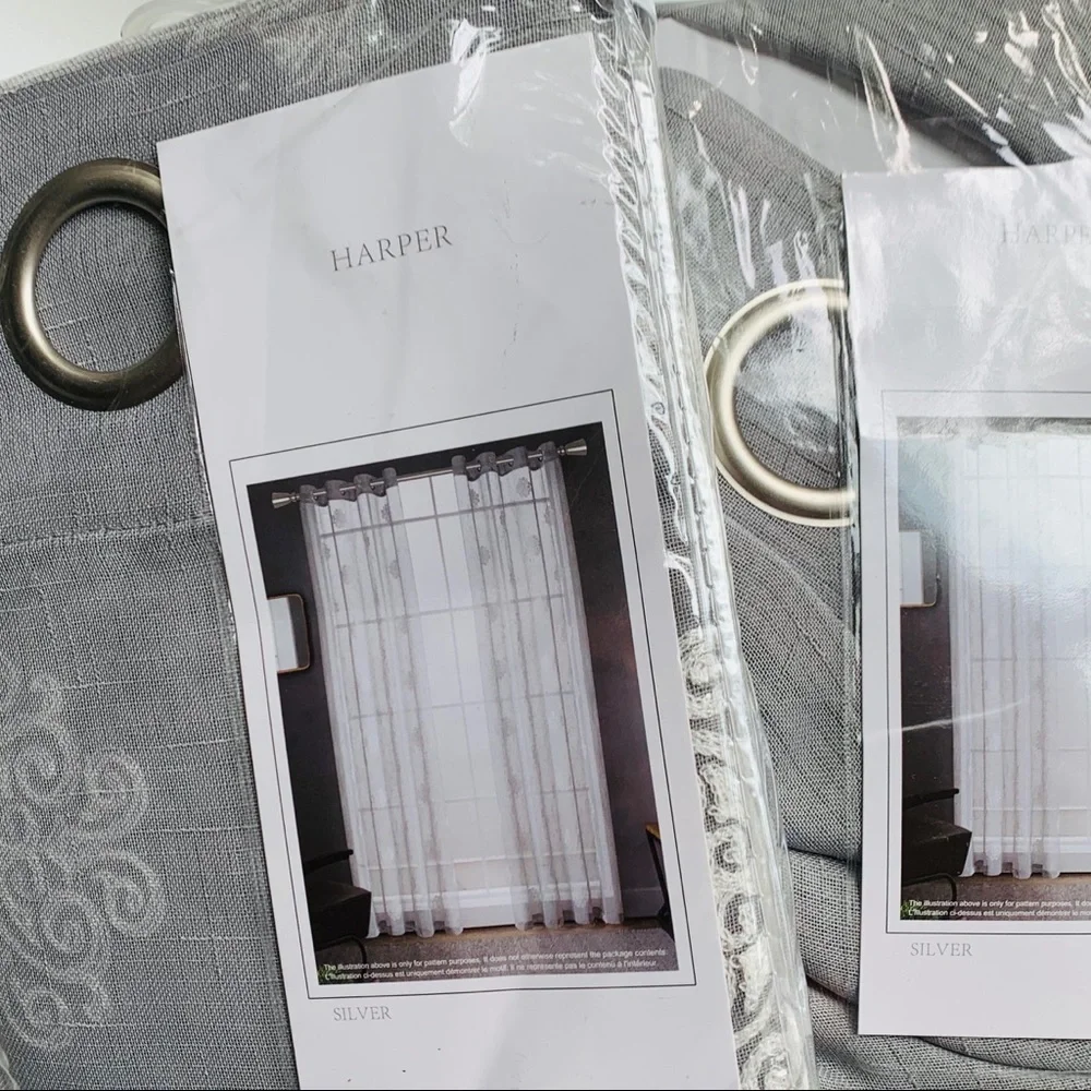 HARPER Canora Grey Noyes Sheer Grommet Curtains Panels Pair 2 54 x 84 NEW NIP